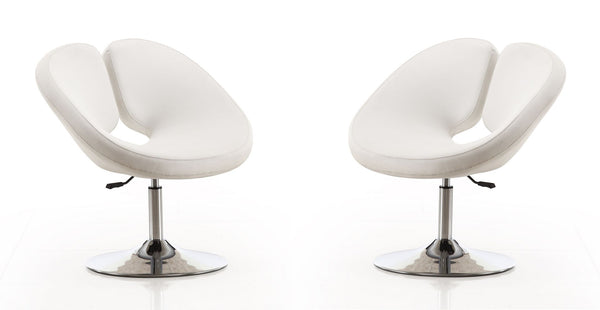 Manhattan Comfort Perch Modern Accent Chair (Set of 2) White and Polished Chrome 2-AC037-WH