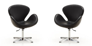 Manhattan Comfort Raspberry Modern Accent Chair (Set of 2) Black and Polished Chrome 2-AC038-BK