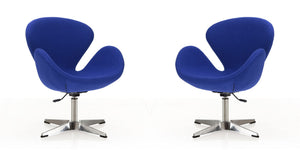 Manhattan Comfort Raspberry Modern Accent Chair (Set of 2) Blue and Polished Chrome 2-AC038-BL