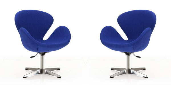 Manhattan Comfort Raspberry Modern Accent Chair (Set of 2) Blue and Polished Chrome 2-AC038-BL