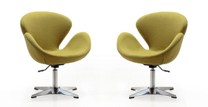 Manhattan Comfort Raspberry Modern Accent Chair (Set of 2) Green and Polished Chrome 2-AC038-GR