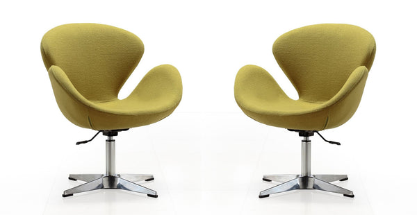 Manhattan Comfort Raspberry Modern Accent Chair (Set of 2) Green and Polished Chrome 2-AC038-GR