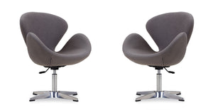 Manhattan Comfort Raspberry Modern Accent Chair (Set of 2) Grey and Polished Chrome 2-AC038-GY