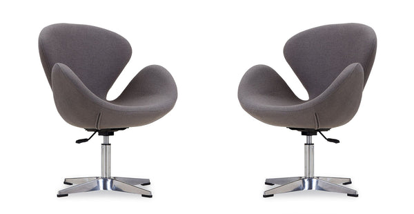 Manhattan Comfort Raspberry Modern Accent Chair (Set of 2) Grey and Polished Chrome 2-AC038-GY