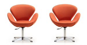 Manhattan Comfort Raspberry Modern Accent Chair (Set of 2) Orange and Polished Chrome 2-AC038-OR