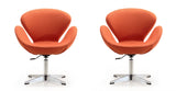 Manhattan Comfort Raspberry Modern Accent Chair (Set of 2) Orange and Polished Chrome 2-AC038-OR