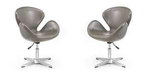 Manhattan Comfort Raspberry Modern Accent Chair (Set of 2) Pebble and Polished Chrome 2-AC038-PE