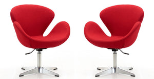 Manhattan Comfort Raspberry Modern Accent Chair (Set of 2) Red and Polished Chrome 2-AC038-RD