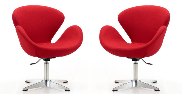 Manhattan Comfort Raspberry Modern Accent Chair (Set of 2) Red and Polished Chrome 2-AC038-RD