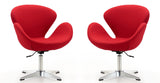 Manhattan Comfort Raspberry Modern Accent Chair (Set of 2) Red and Polished Chrome 2-AC038-RD