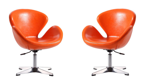 Manhattan Comfort Raspberry Modern Accent Chair (Set of 2) Tangerine and Polished Chrome 2-AC038-TR