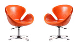 Manhattan Comfort Raspberry Modern Accent Chair (Set of 2) Tangerine and Polished Chrome 2-AC038-TR