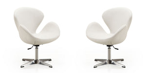 Manhattan Comfort Raspberry Modern Accent Chair (Set of 2) White and Polished Chrome 2-AC038-WH