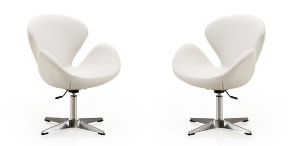 Manhattan Comfort Raspberry Modern Accent Chair (Set of 2) White and Polished Chrome 2-AC038-WH