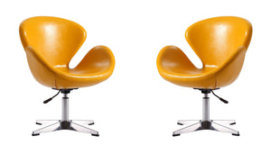 Manhattan Comfort Raspberry Modern Accent Chair (Set of 2) Yellow and Polished Chrome 2-AC038-YL