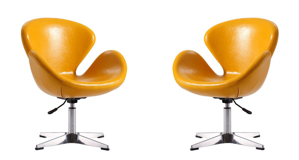 Manhattan Comfort Raspberry Modern Accent Chair (Set of 2) Yellow and Polished Chrome 2-AC038-YL