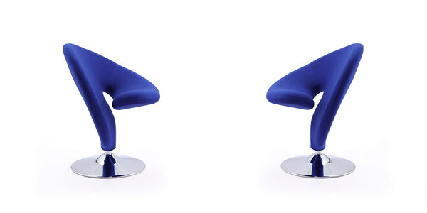 Manhattan Comfort Curl Modern Accent Chair (Set of 2) Blue and Polished Chrome 2-AC040-BL