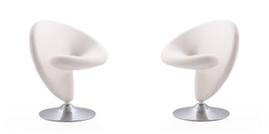 Manhattan Comfort Curl Modern Accent Chair (Set of 2) Cream and Polished Chrome 2-AC040-CR