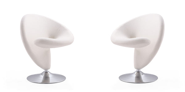 Manhattan Comfort Curl Modern Accent Chair (Set of 2) Cream and Polished Chrome 2-AC040-CR