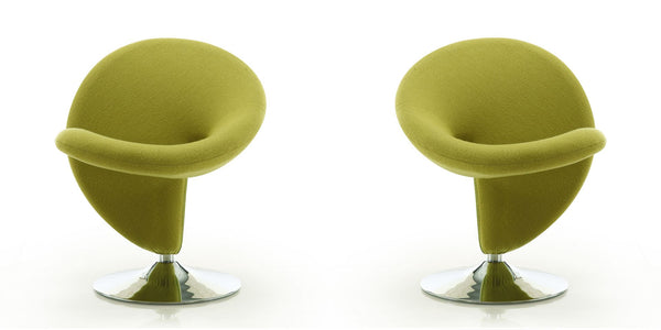 Manhattan Comfort Curl Modern Accent Chair (Set of 2) Green and Polished Chrome 2-AC040-GR
