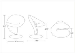 Manhattan Comfort Curl Modern Accent Chair (Set of 2) Green and Polished Chrome 2-AC040-GR