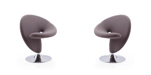 Manhattan Comfort Curl Modern Accent Chair (Set of 2) Grey and Polished Chrome 2-AC040-GY