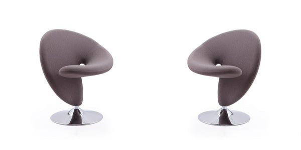 Manhattan Comfort Curl Modern Accent Chair (Set of 2) Grey and Polished Chrome 2-AC040-GY