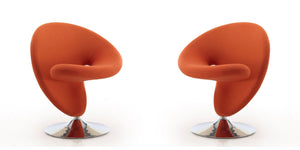 Manhattan Comfort Curl Modern Accent Chair (Set of 2) Orange and Polished Chrome 2-AC040-OR