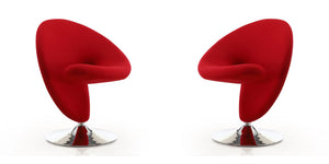 Manhattan Comfort Curl Modern Accent Chair (Set of 2) Red and Polished Chrome 2-AC040-RD