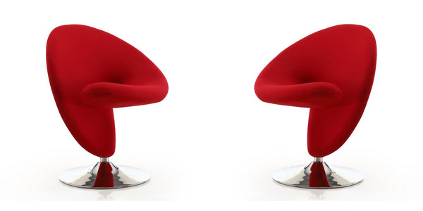 Manhattan Comfort Curl Modern Accent Chair (Set of 2) Red and Polished Chrome 2-AC040-RD