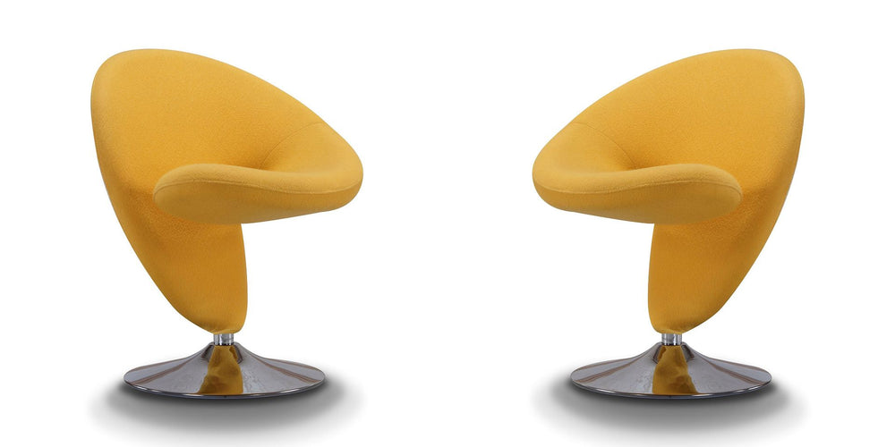 Manhattan Comfort Curl Modern Accent Chair (Set of 2) Yellow and Polished Chrome 2-AC040-YL