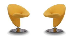 Manhattan Comfort Curl Modern Accent Chair (Set of 2) Yellow and Polished Chrome 2-AC040-YL