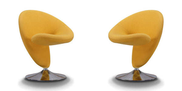 Manhattan Comfort Curl Modern Accent Chair (Set of 2) Yellow and Polished Chrome 2-AC040-YL