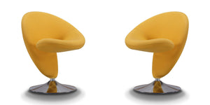 Manhattan Comfort Curl Modern Accent Chair (Set of 2) Yellow and Polished Chrome 2-AC040-YL