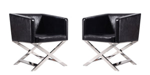 Manhattan Comfort Hollywood Contemporary Accent Chair (Set of 2) Black and Polished Chrome 2-AC050-BK