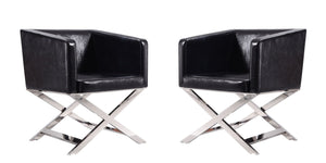 Manhattan Comfort Hollywood Contemporary Accent Chair (Set of 2) Black and Polished Chrome 2-AC050-BK