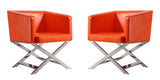 Manhattan Comfort Hollywood Contemporary Accent Chair (Set of 2) Orange and Polished Chrome 2-AC050-OR