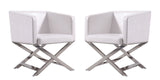Manhattan Comfort Hollywood Contemporary Accent Chair (Set of 2) White and Polished Chrome 2-AC050-WH