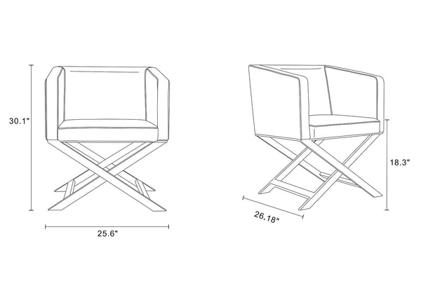 Manhattan Comfort Hollywood Contemporary Accent Chair (Set of 2) White and Polished Chrome 2-AC050-WH