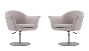 Manhattan Comfort Voyager Contemporary Accent Chair (Set of 2) Barley and Brushed Metal 2-AC051-BA