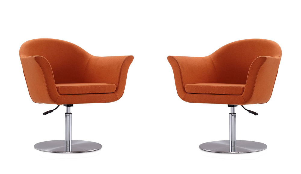 Manhattan Comfort Voyager Modern Accent Chair (Set of 2) Orange and Brushed Metal 2-AC051-OR