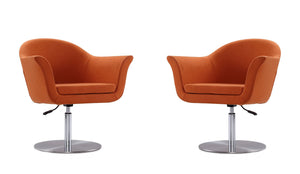 Manhattan Comfort Voyager Modern Accent Chair (Set of 2) Orange and Brushed Metal 2-AC051-OR