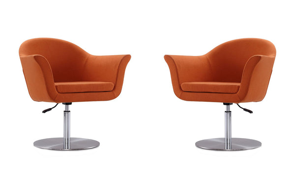 Manhattan Comfort Voyager Modern Accent Chair (Set of 2) Orange and Brushed Metal 2-AC051-OR