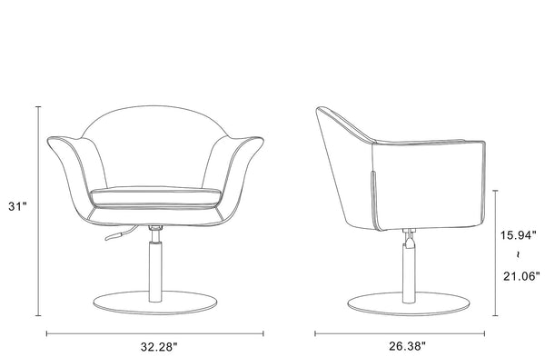 Manhattan Comfort Voyager Modern Accent Chair (Set of 2) Orange and Brushed Metal 2-AC051-OR