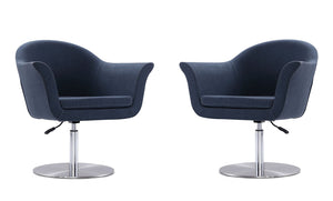 Manhattan Comfort Voyager Modern Accent Chair (Set of 2) Smokey Blue and Brushed Metal 2-AC051-SM