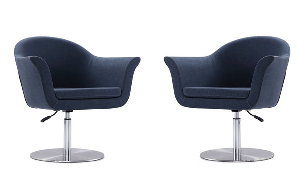 Manhattan Comfort Voyager Modern Accent Chair (Set of 2) Smokey Blue and Brushed Metal 2-AC051-SM