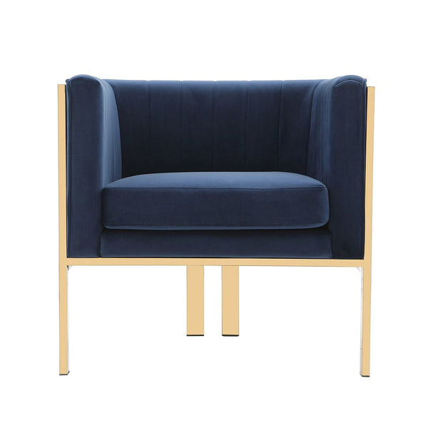 Manhattan Comfort Paramount Mid-Century Modern Accent Chair (Set of 2) Royal Blue and Polished Brass 2-AC053-BL