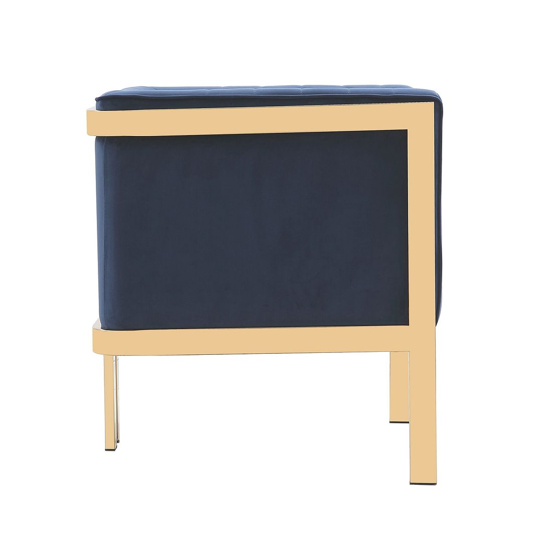 Manhattan Comfort Paramount Mid-Century Modern Accent Chair (Set of 2) Royal Blue and Polished Brass 2-AC053-BL