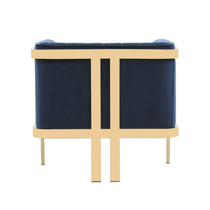 Manhattan Comfort Paramount Mid-Century Modern Accent Chair (Set of 2) Royal Blue and Polished Brass 2-AC053-BL