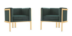 Manhattan Comfort Paramount Mid-Century Modern Accent Chair (Set of 2) Forest Green and Polished Brass 2-AC053-GR